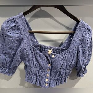 Urban Outfitters Purple Eyelet Blouse